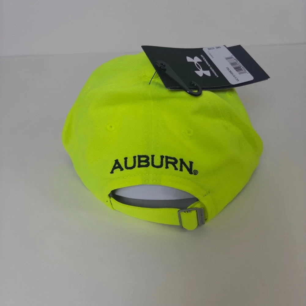 Under Armour Auburn Tigers Hat Mens Neon Yellow ISO-CHILL Adjustable Cap NCAA